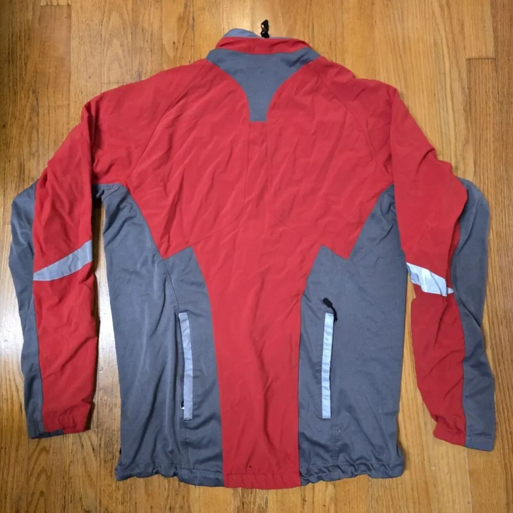 Nike Red And Grey Cycling Full Zip men's Jacket Sz XL long sleeve